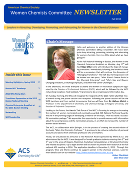 Women Chemists Committee NEWSLETTER Fall 2015