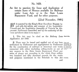 No. 5420. an Act to Sanction the Issue and Application of Certain Sums Of