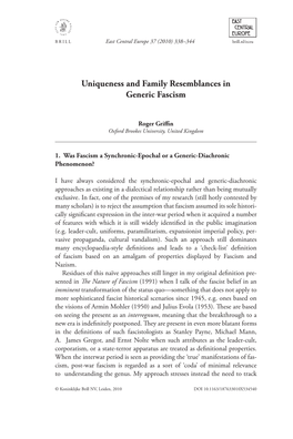 Uniqueness and Family Resemblances in Generic Fascism