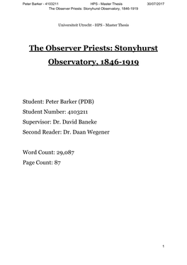 The​ ​Observer​ ​Priests:​ ​Stonyhurst Observatory,​ ​1846