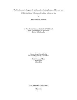 The Development of Impulsivity and Sensation Seeking: Sources of Between- And