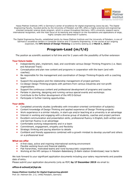 Program-Lead (M/F/D)