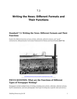 Writing the News: Diﬀerent Formats and Their Functions