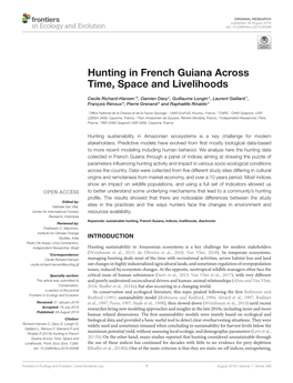 Hunting in French Guiana Across Time, Space and Livelihoods