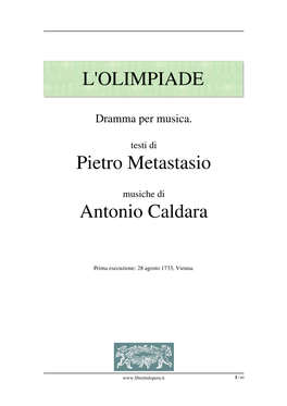 L'olimpiade Pietro Metastasio Antonio Caldara