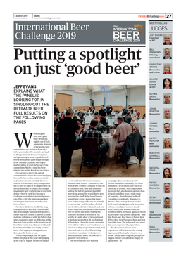 Good Beer’ and Trainer CLAIRE DODD Drinks JEFF EVANS Writer EXPLAINS WHAT GLYNN the PANEL IS DAVIS LOOKING for in Beer Writer SINGLING out the ULTIMATE BEER