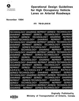 Operational Design Guidelines for High Occupancy Vehicle Lanes On