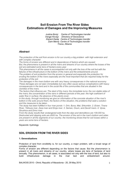 Soil Erosion from the River Sides Estimations of Damages and the Improving Measures