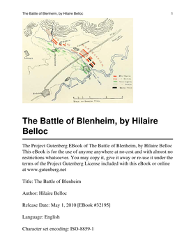 The Battle of Blenheim, by Hilaire Belloc 1