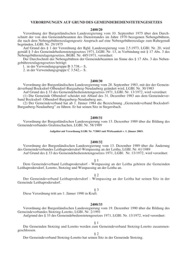 VERORDNUNGEN AUF GRUND DES GEMEINDEBEDIENSTETENGESETZES 2400/20 Verordnung Der Burgenländischen Landesregierung Vom 10