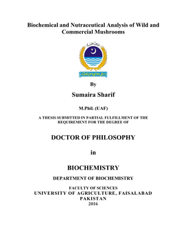 Sumaira Sharif DOCTOR of PHILOSOPHY in BIOCHEMISTRY