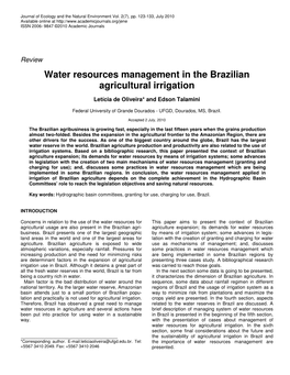 Water Resources Management in the Brazilian Agricultural Irrigation