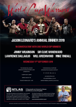 Jason Leonard's Annual Dinner 2019