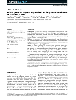 Whole Genome Sequencing Analysis of Lung