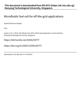 Microfluidic Fuel Cell for Off‑The‑Grid Applications