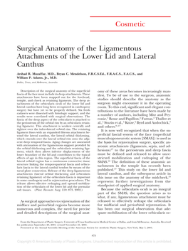 Cosmetic Surgical Anatomy of the Ligamentous Attachments of The