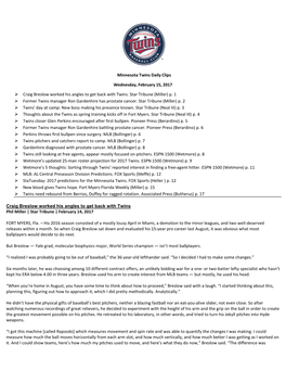 Minnesota Twins Daily Clips Wednesday, February 15