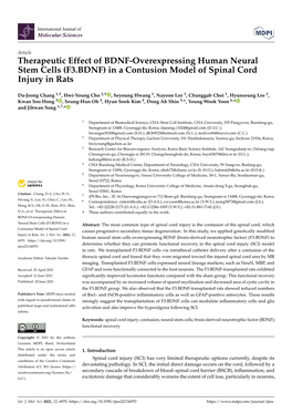 (F3.BDNF) in a Contusion Model of Spinal Cord Injury in Rats