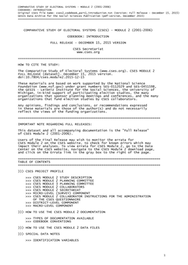 Comparative Study of Electoral Systems Module 2