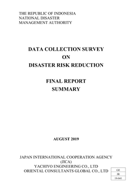 Data Collection Survey on Disaster Risk Reduction
