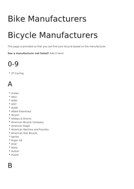 Bike Manufacturers