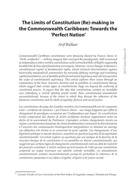 The Limits of Constitution (Re)-Making in the Commonwealth Caribbean: Towards the ‘Perfect Nation’