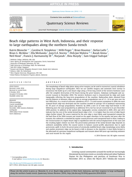 Beach Ridge Patterns in West Aceh, Indonesia, and Their Response to Large Earthquakes Along the Northern Sunda Trench