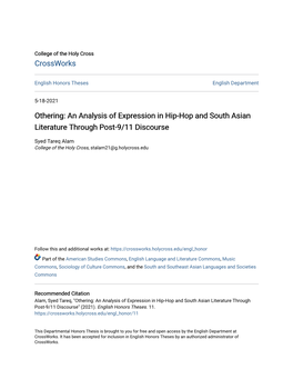 An Analysis of Expression in Hip-Hop and South Asian Literature Through Post-9/11 Discourse