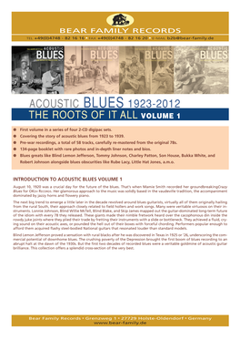 Acoustic Blues 1923-2012 the Roots of It All Volume 1