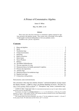 A Primer of Commutative Algebra