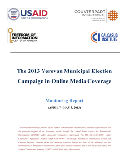 The 2013 Yerevan Municipal Election Campaign in Online Media Coverage