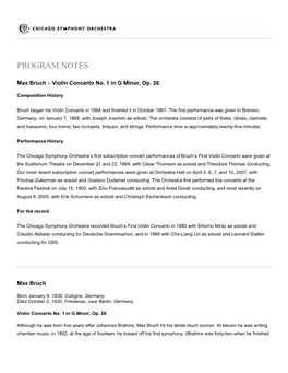 Program Notes