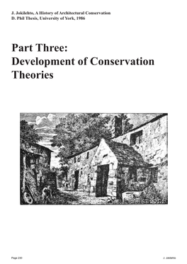 Part Three: Development of Conservation Theories
