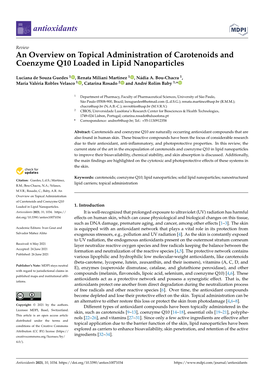 An Overview on Topical Administration of Carotenoids and Coenzyme Q10 Loaded in Lipid Nanoparticles