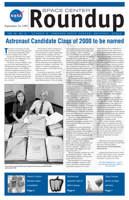 Astronaut Candidate Class of 2000 to Be Named