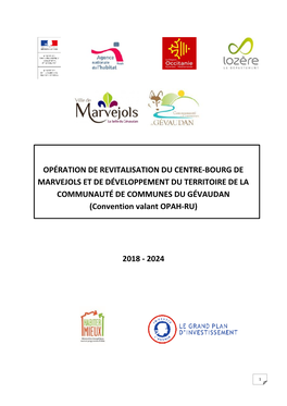 OPÉRATION DE REVITALISATION DU CENTRE-BOURG DE MARVEJOLS ET DE DÉVELOPPEMENT DU TERRITOIRE DE LA COMMUNAUTÉ DE COMMUNES DU GÉVAUDAN (Convention Valant OPAH-RU)