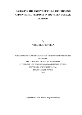 Assessing the Extent of Child Trafficking and National Response in Southern Gondar, Ethiopia