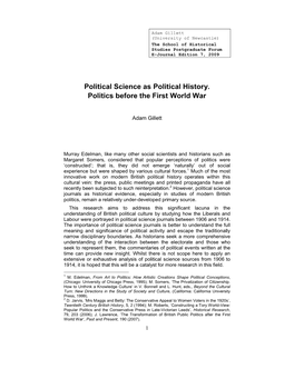 Political Science As Political History