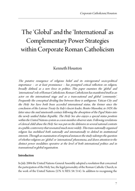 As Complementary Power Strategies Within Corporate Roman Catholicism