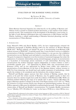 Evolution of the Burmese Vowel System