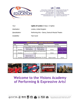 Welcome to the Visions Academy of Performing & Expressive Arts!