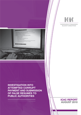 Investigation Into Attempted Corrupt Payment and Submission of False Resumés to Public Authorities