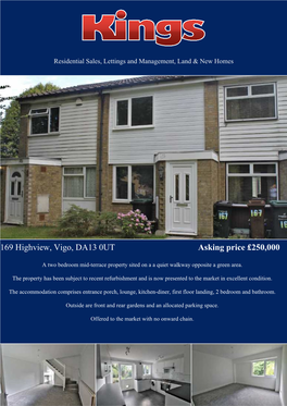 169 Highview, Vigo, DA13 0UT Asking Price £250,000