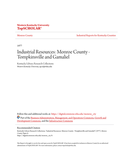Monroe County Industrial Reports for Kentucky Counties