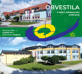 OBVESTILA O Delu V Šolskem Letu 2018/2019