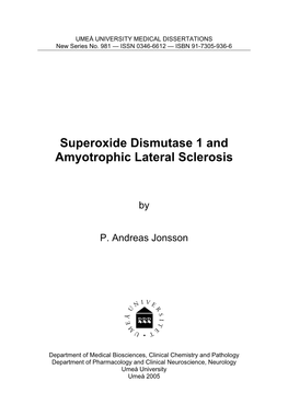 Superoxide Dismutase 1 and Amyotrophic Lateral Sclerosis