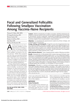 Focal and Generalized Folliculitis Following Smallpox Vaccination Among Vaccinia-Naive Recipients