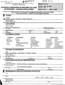 DATA SK'dil UNITED STATES DEPARTMENT of the INTERIOR NATIONAL PARK SERVICE NATIONAL REGISTER of HISTORIC PLACES INVENTORY « NOMINATION FORM