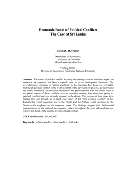 Economic Roots of Political Conflict: the Case of Sri Lanka