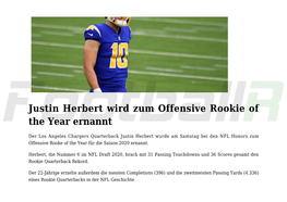 Justin Herbert Wird Zum Offensive Rookie of the Year Ernannt,Bills OC